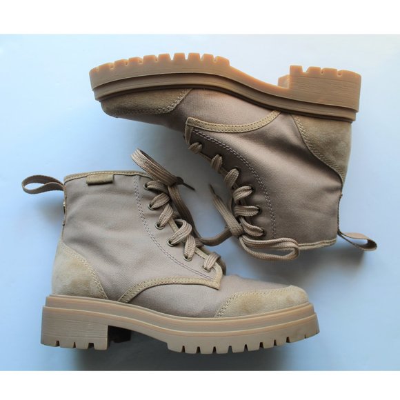 BA&SH Canastra Lace-Up Ankle Boots / Size 36 / Beige Leather Suede Combat - Picture 4 of 14